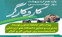 پیام معاون توسعه مدیریت و منابع دانشگاه علوم پزشکی فسا بمناسبت روز جهانی کار و کارگر